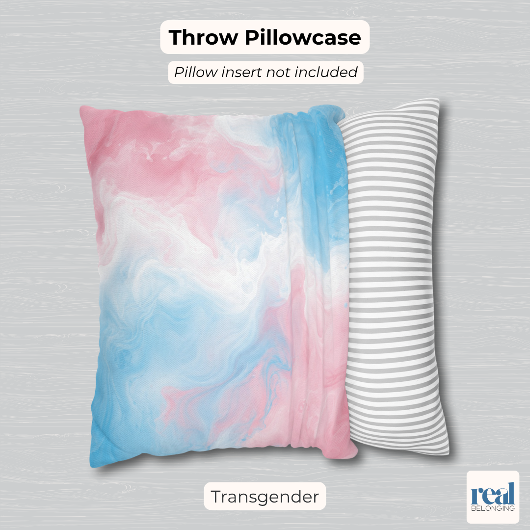 Transgender Watercolor Marble Swirl Throw Pillowcase