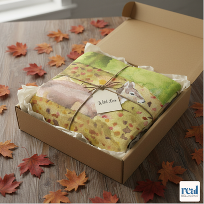 "Deer in Autumn" Watercolor Art Velveteen Plush Blanket