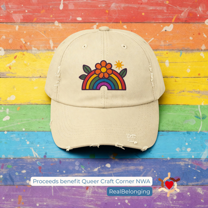Queer Craft Corner Rainbow Flower Cap
