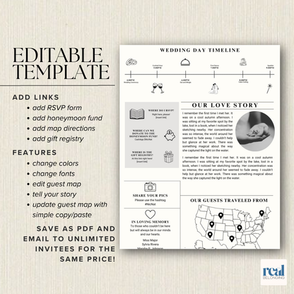 Lesbian Wedding Newspaper Template Marriage Announcement | Editable Canva Invitation | Black & White Vintage Style | Digital Download