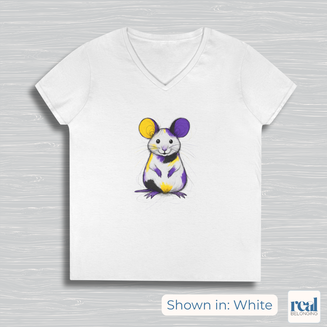 Non-binary Mouse V-neck | Adorable AF