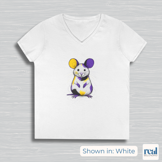 Non-binary Mouse V-neck | Adorable AF