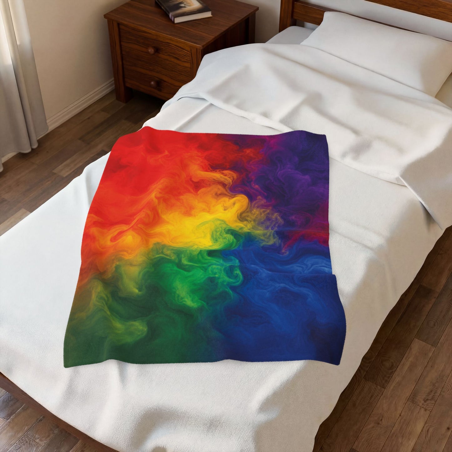 Rainbow Watercolor Marble Swirl Blanket