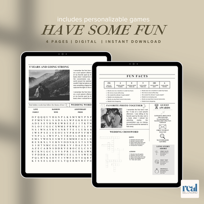 Lesbian Wedding Newspaper Template Marriage Announcement | Editable Canva Invitation | Black & White Vintage Style | Digital Download