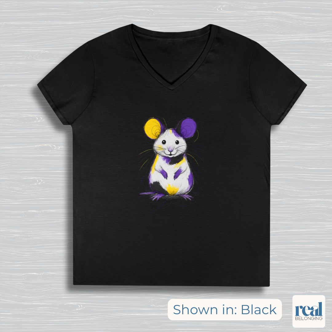 Non-binary Mouse V-neck | Adorable AF