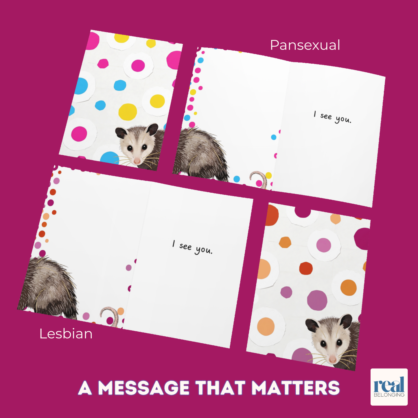 16-Identity LGBTQ+ Opossum Spots Greeting Card Mega-Pack