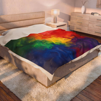 Rainbow Watercolor Marble Swirl Blanket