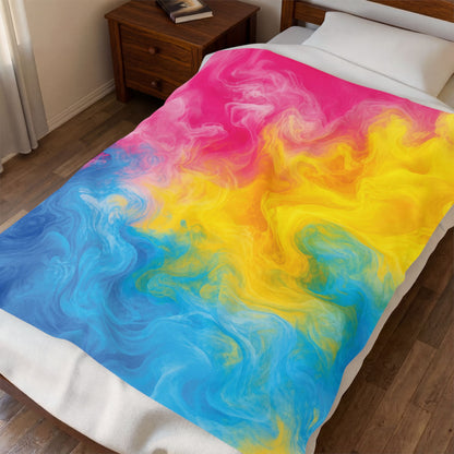 Pansexual Watercolor Marble Swirl Blanket