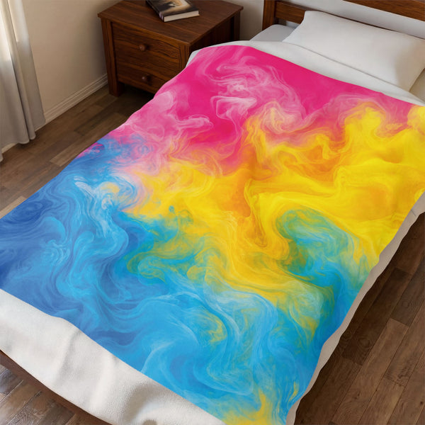 Pansexual Watercolor Marble Swirl Blanket