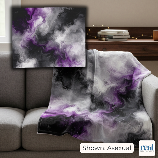 Asexual Watercolor Marble Swirl Blanket