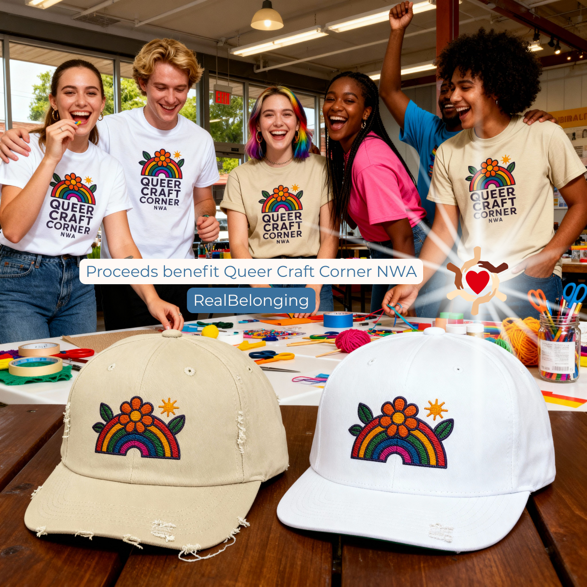 Queer Craft Corner Rainbow Flower Cap