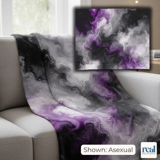Asexual Watercolor Marble Swirl Blanket