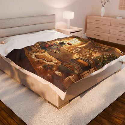 Santa Claws Cookie Cutter Cat | Velveteen Plush Blanket Throw