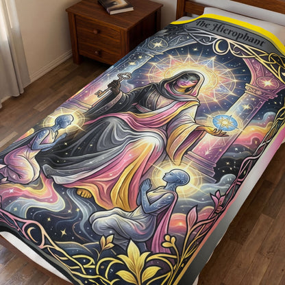 Queerplatonic "The Hierophant" Tarot Major Arcana Velveteen Plush Blanket