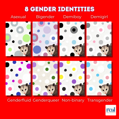 16-Identity LGBTQ+ Opossum Spots Greeting Card Mega-Pack