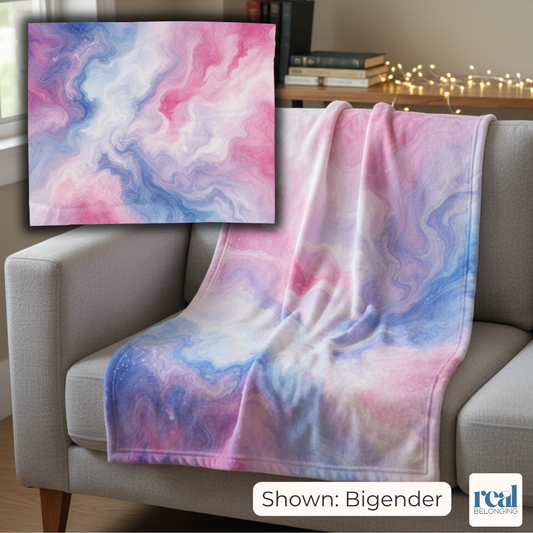 Bigender Watercolor Marble Swirl Blanket
