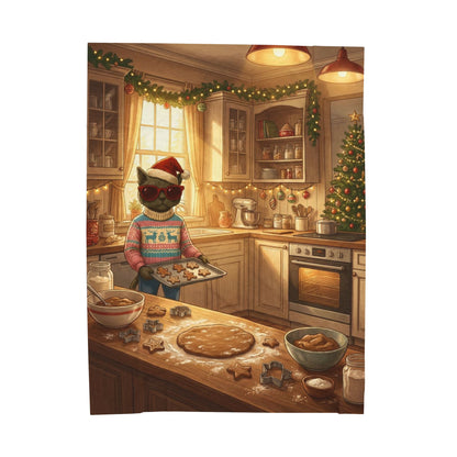 Santa Claws Cookie Cutter Cat | Velveteen Plush Blanket Throw