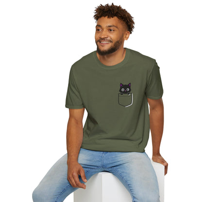 Black Cat Pocket Kitty T-shirt