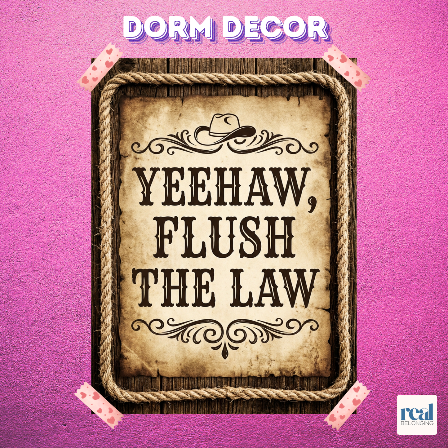 Yeehaw Flush the Law Bathroom Wall Art | Instant Download 4 Sizes