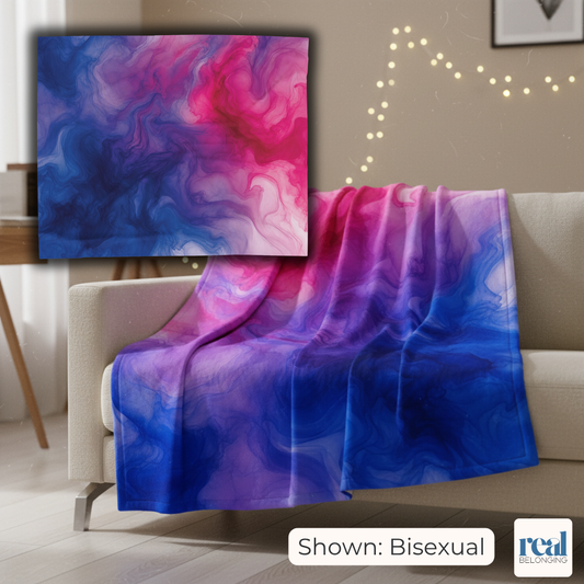Bisexual Watercolor Marble Swirl Blanket