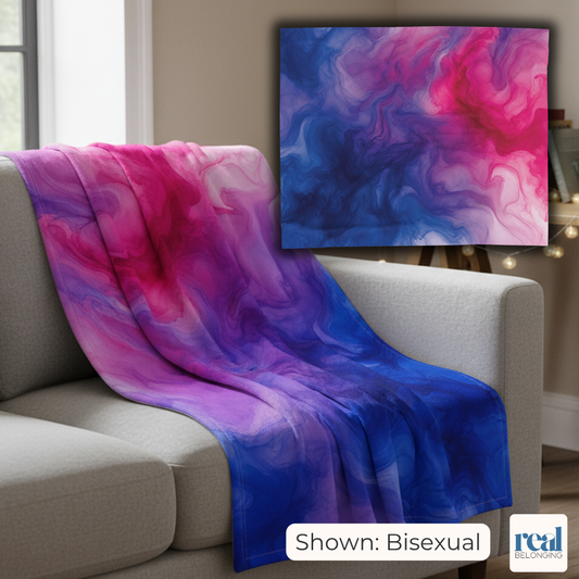 Bisexual Watercolor Marble Swirl Blanket
