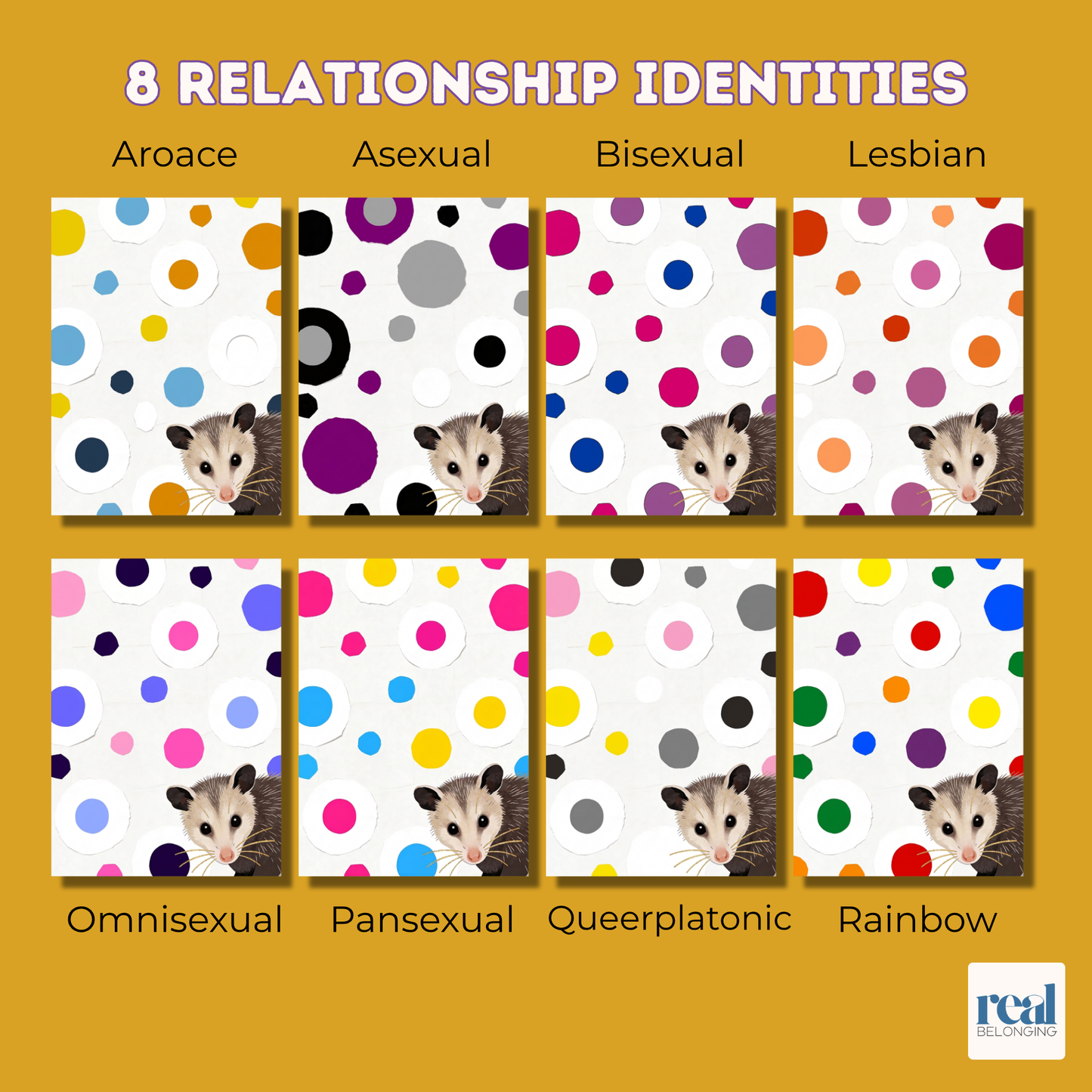 16-Identity LGBTQ+ Opossum Spots Greeting Card Mega-Pack