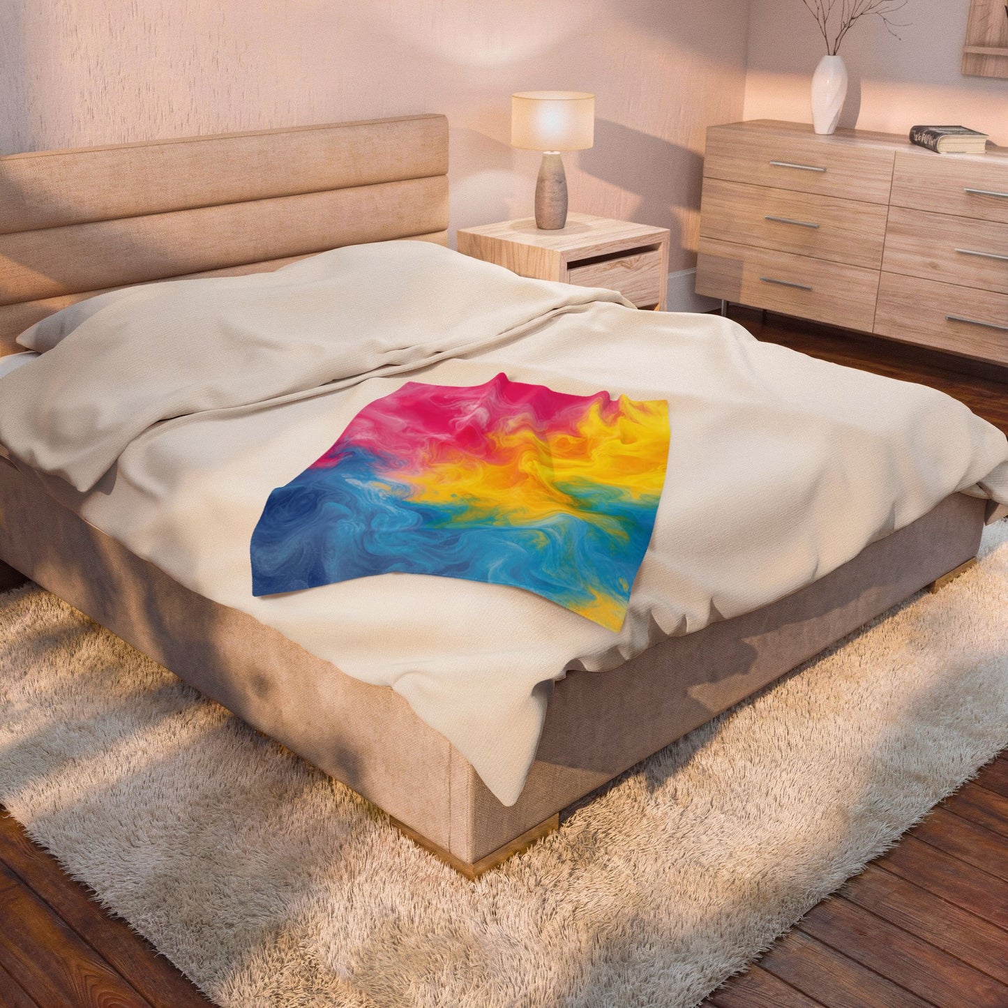 Pansexual Watercolor Marble Swirl Blanket