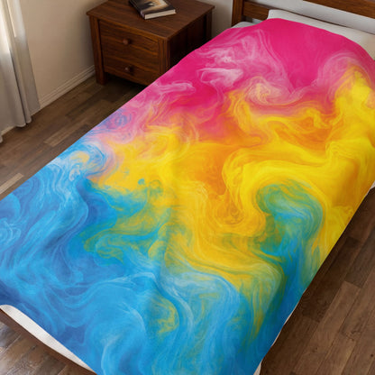 Pansexual Watercolor Marble Swirl Blanket