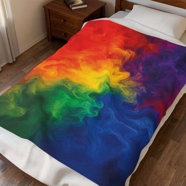 Rainbow Watercolor Marble Swirl Blanket