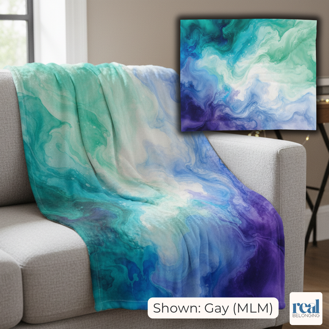 Gay (Men Who Love Men) Watercolor Marble Swirl Blanket