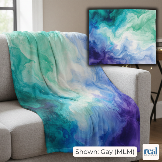 Gay (Men Who Love Men) Watercolor Marble Swirl Blanket