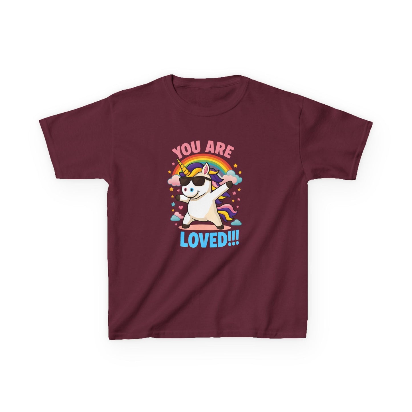 Kids clothes Maroon / XS You Are Loved Unicorn T-shirt for Kids