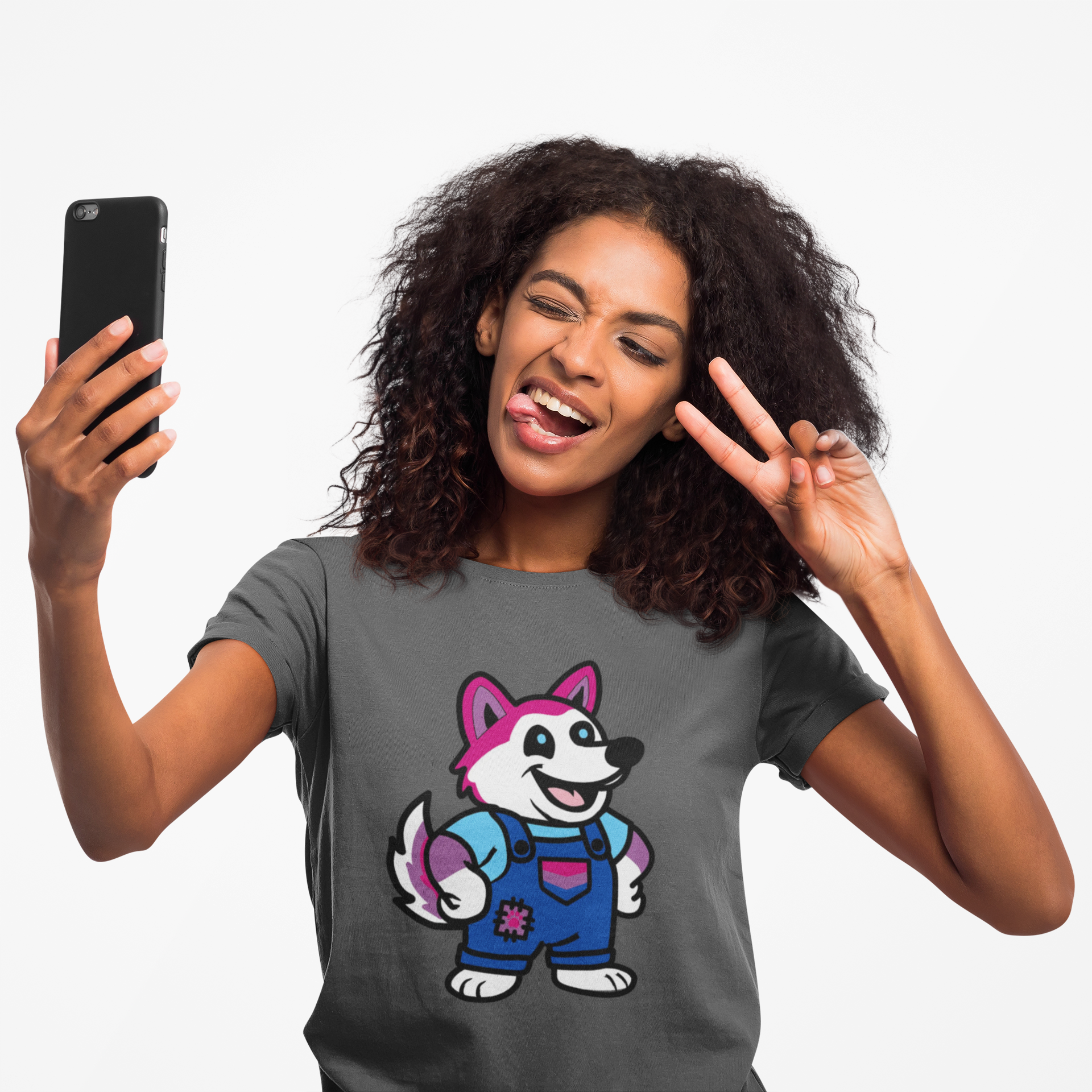Printify T-Shirt Adorable AF Bisexual Husky Dog T-Shirt – Pride Graphic Tee in 6 Colors