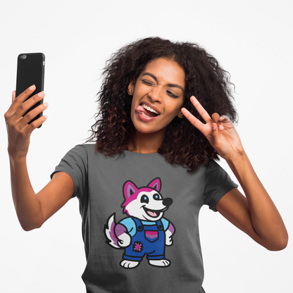 Printify T-Shirt Adorable AF Bisexual Husky Dog T-Shirt – Pride Graphic Tee in 6 Colors