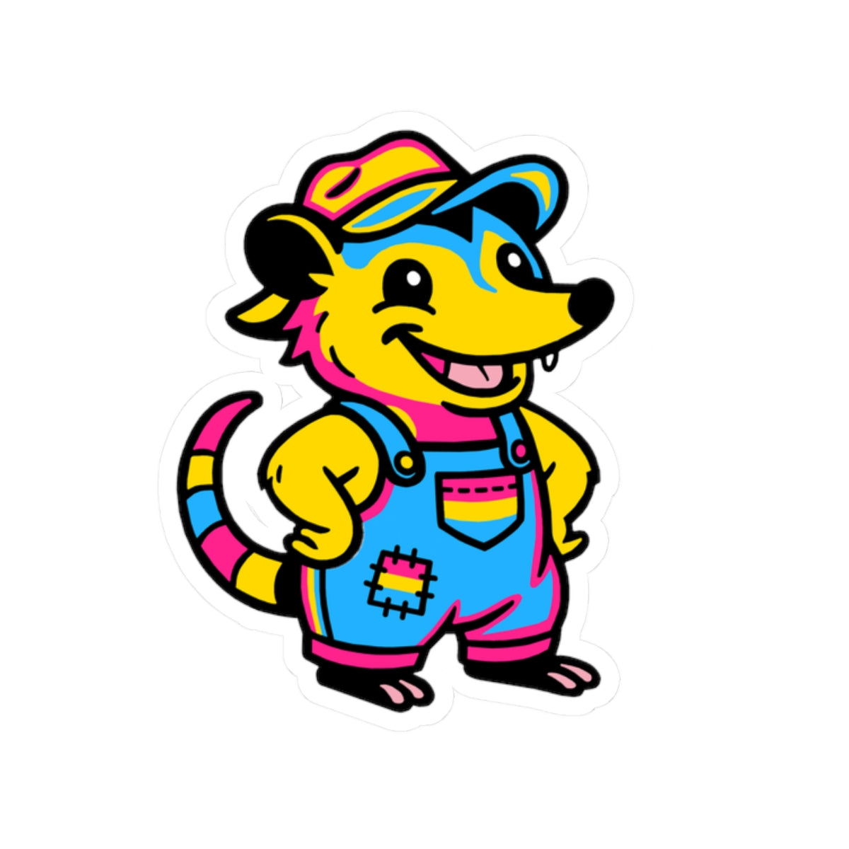 Real Belonging Sticker 2" × 2" / White Adorable AF Pansexual Possum Sticker