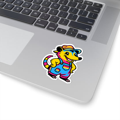 Real Belonging Sticker 3" × 3" / White Adorable AF Pansexual Possum Sticker