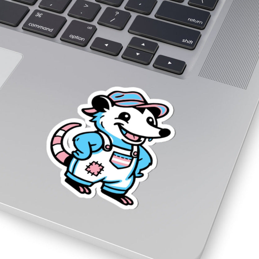 Real Belonging Sticker 3" × 3" / White Adorable AF Trans Possum Sticker