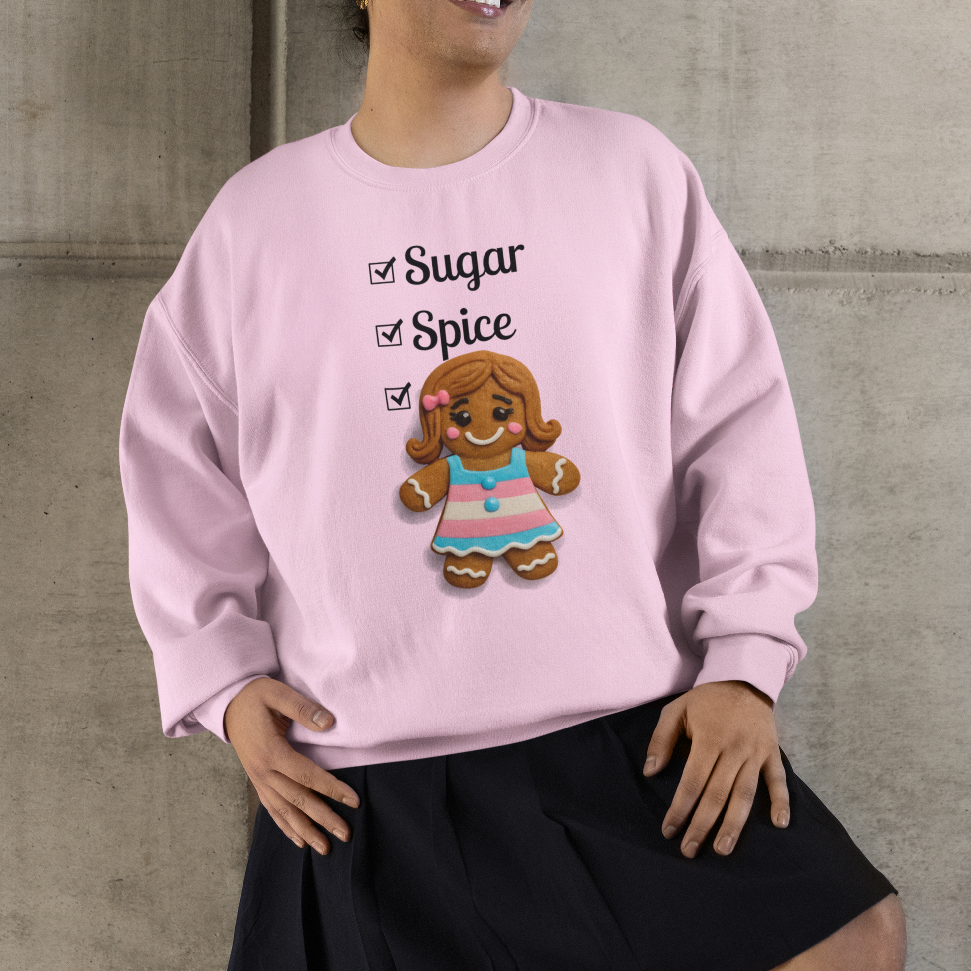Real Belonging Sweatshirt Light Pink / S Sugar, Spice & Everything Nice Gingerbread Sweatshirt