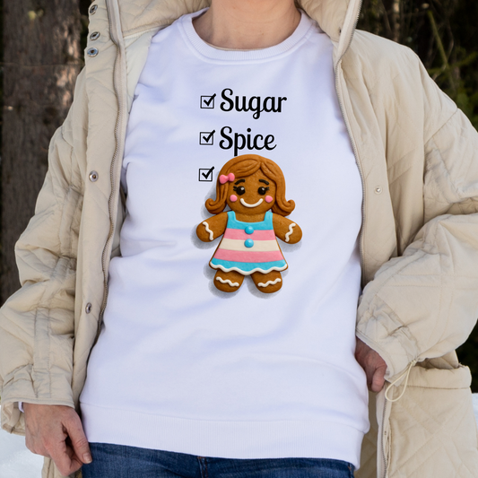 Real Belonging Sweatshirt White / S Sugar, Spice & Everything Nice Gingerbread Sweatshirt
