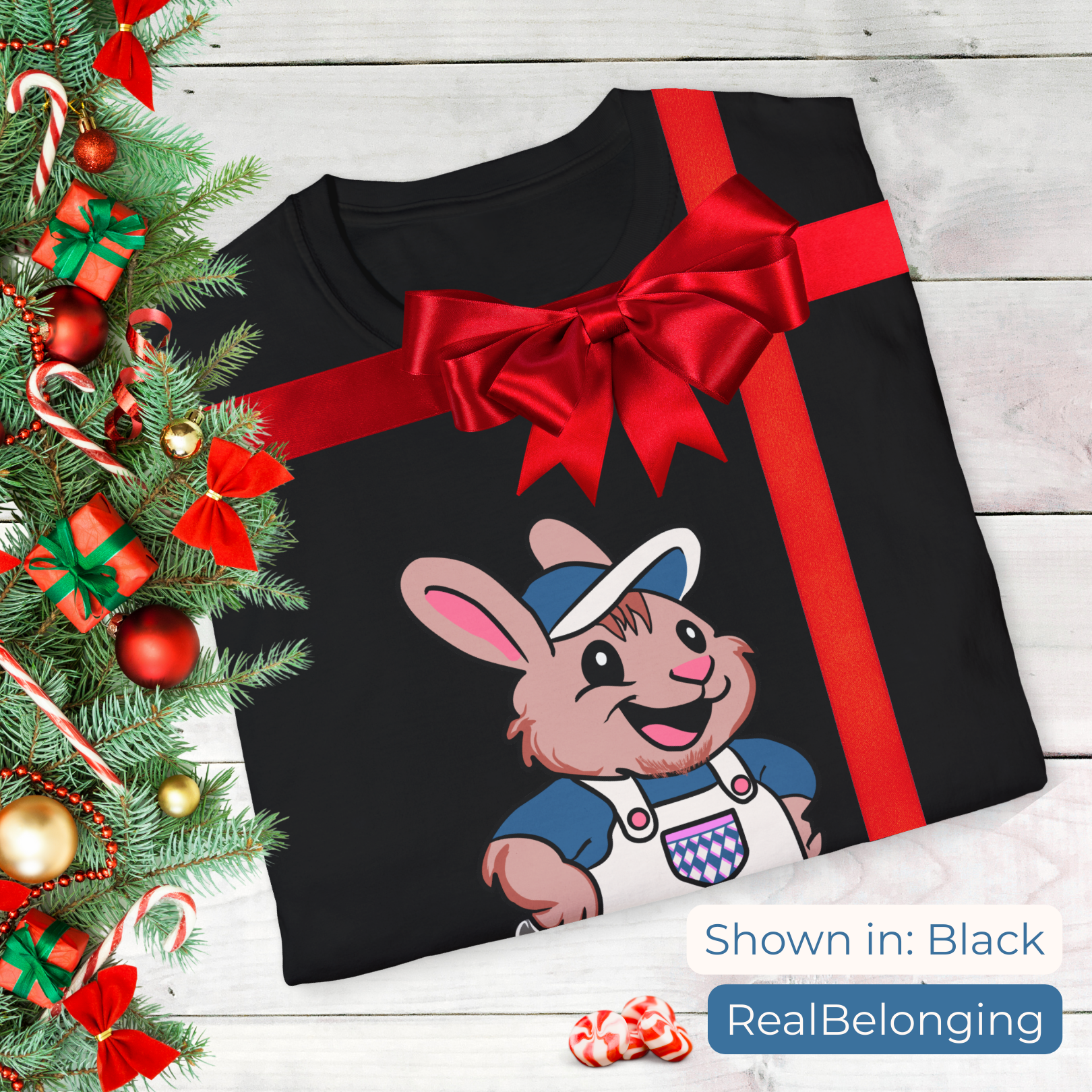 Real Belonging T-Shirt Adorable AF Fat Rabbit T-Shirt | Puberty Bunny in Overalls | Inclusive Queer & Transmasc Shirt