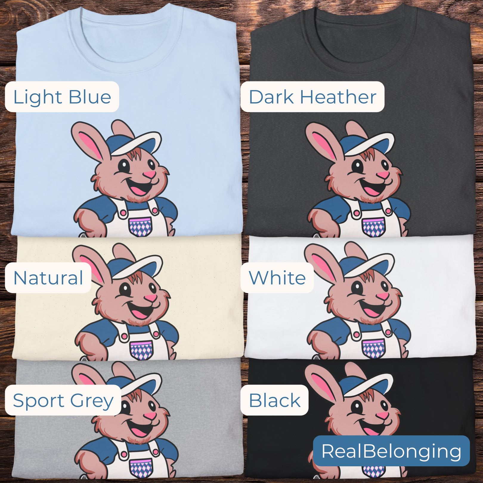 Real Belonging T-Shirt Adorable AF Fat Rabbit T-Shirt | Puberty Bunny in Overalls | Inclusive Queer & Transmasc Shirt