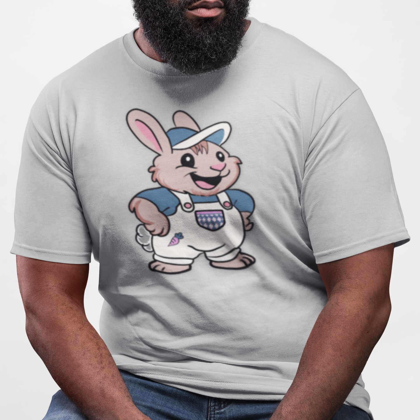 Real Belonging T-Shirt Adorable AF Fat Rabbit T-Shirt | Puberty Bunny in Overalls | Inclusive Queer & Transmasc Shirt