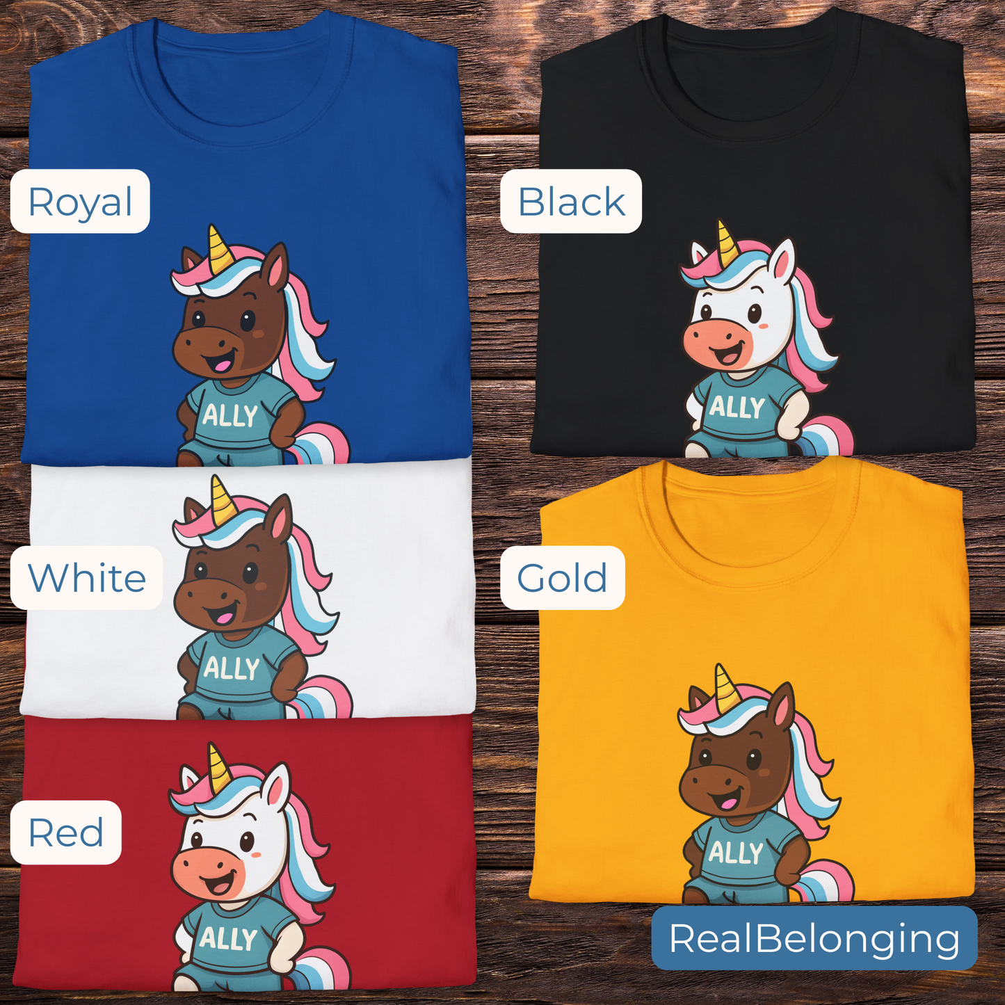 Real Belonging T-Shirt Ally Unicorn Soccer Player T-shirt for Trans Athletes and Allies