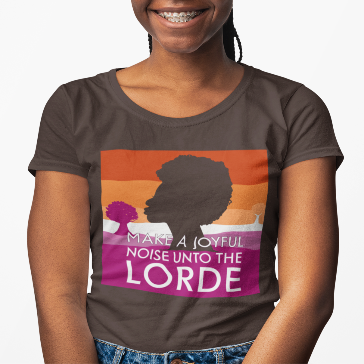 Real Belonging T-Shirt Make a Joyful Noise Unto the Lorde T-Shirt – Lesbian Pride Landscape