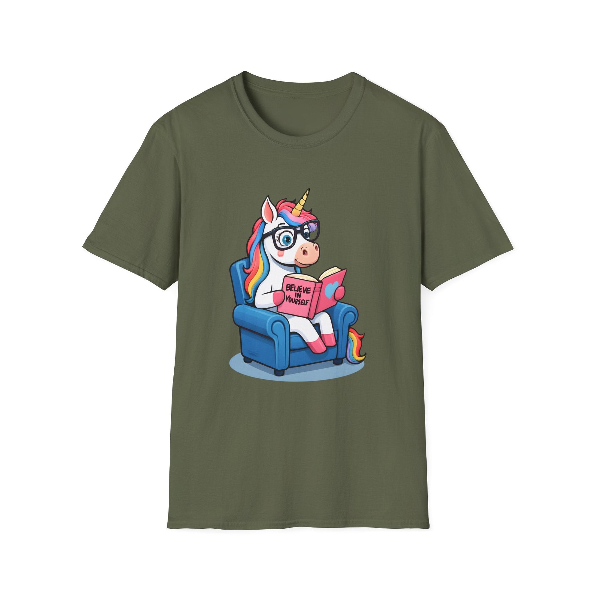 Real Belonging T-Shirt Military Green / S Unicorn Believe in Yourself Reading T-Shirt