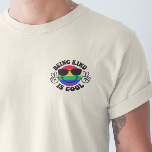 Real Belonging T-Shirt Rainbow Happy Face “Being Kind Is Cool” T-Shirt