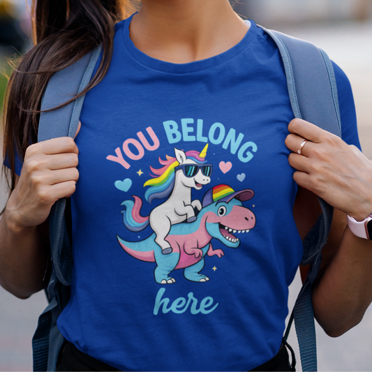 Real Belonging T-Shirt Royal / S You Belong Here Queer Unicorn & T-Rex T-shirt