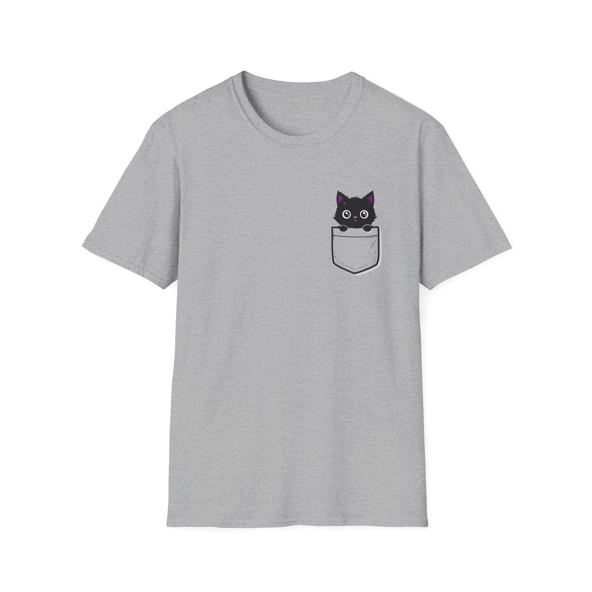Real Belonging T-Shirt Sport Grey / S Black Cat Pocket Kitty T-shirt