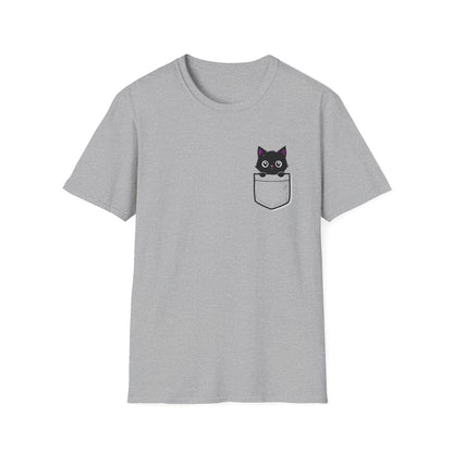 Real Belonging T-Shirt Sport Grey / S Black Cat Pocket Kitty T-shirt