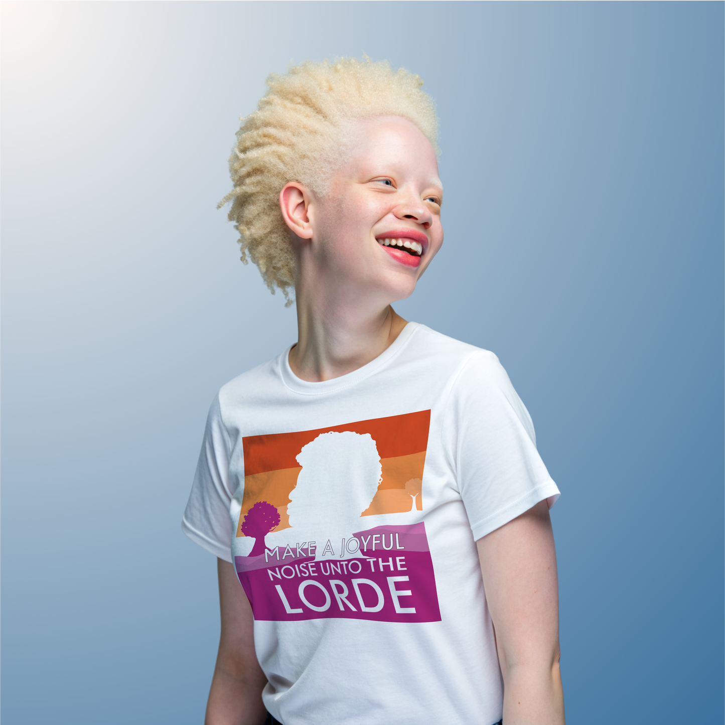 Real Belonging T-Shirt White / S Make a Joyful Noise Unto the Lorde T-Shirt – Lesbian Pride Landscape